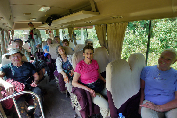 We traveled Lao in a bus that we just fit into, barely, with our luggage
